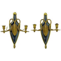 Pair Of Early 20th Century Ornate Brass Sconces