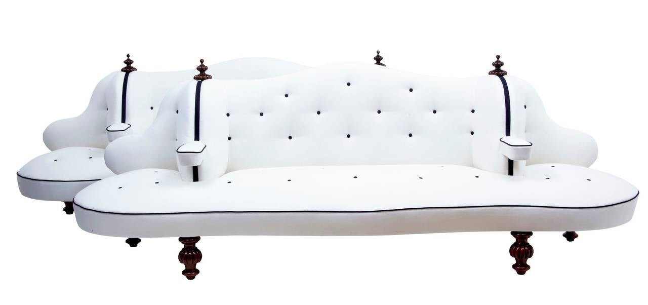 Rare High Victorian Large Conversation Settee Sofa