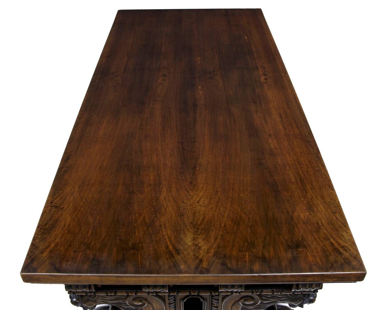 Late 19th Century Italian Carved Walnut Writing Table Desk 1