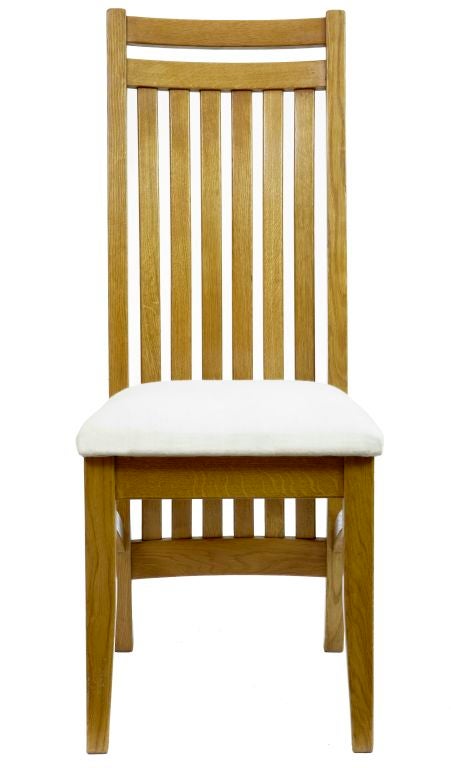 Set Of 8 Solid Oak Dining Chairs