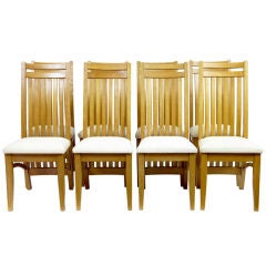 Set Of 8 Solid Oak Dining Chairs