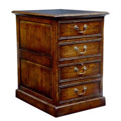 Vintage Oak Filing Cabinet Panelled And Leather Top