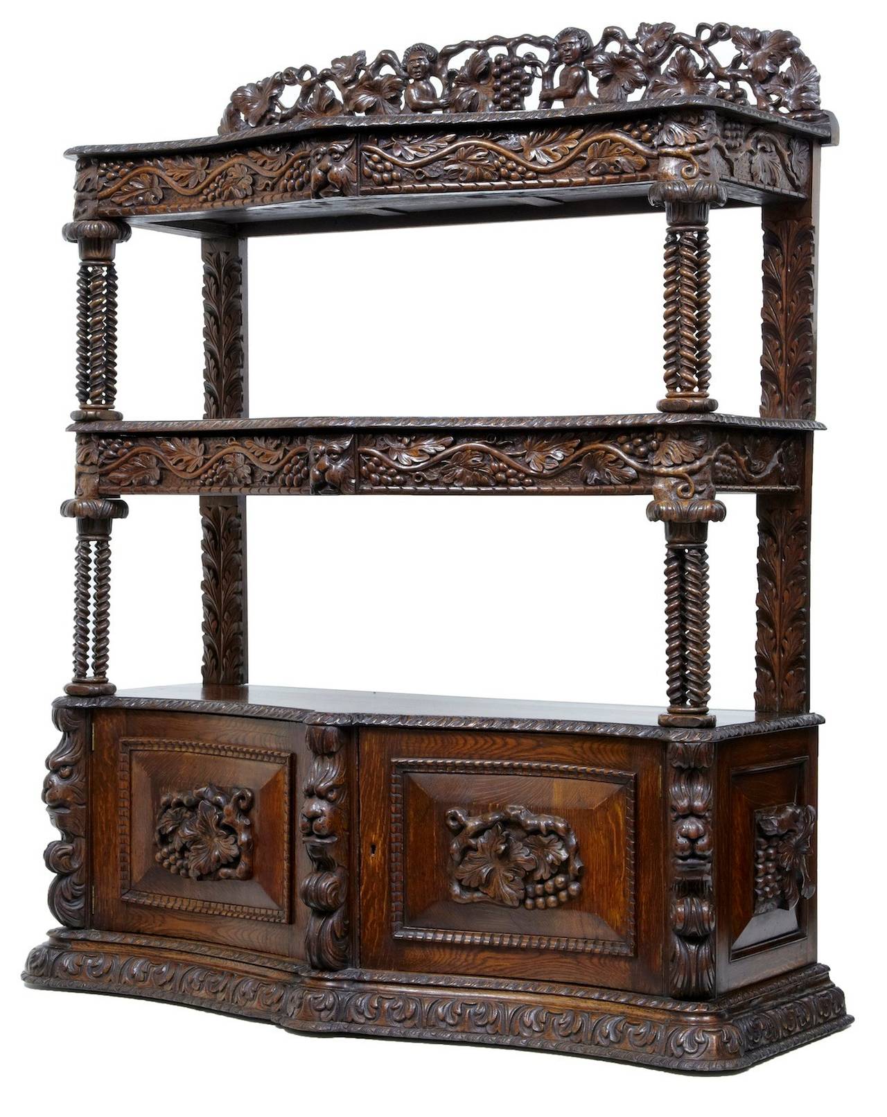 British 19th Century Profusely Carved Victorian Oak Buffet