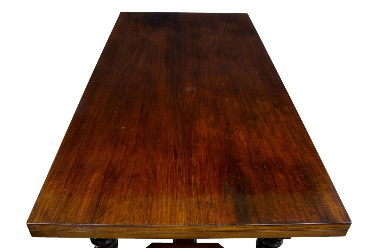 Swedish Massive Walnut And Birch 1920's Drawleaf Dining Table