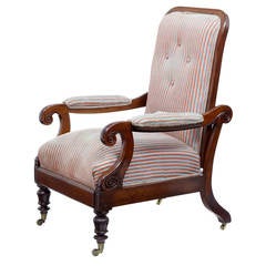 Antique Unusual 19th Century William IV Mahogany Reclining Lounge Armchair