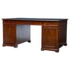 Large 19th Century Mahogany Pedestal Partners Desk Writing Table