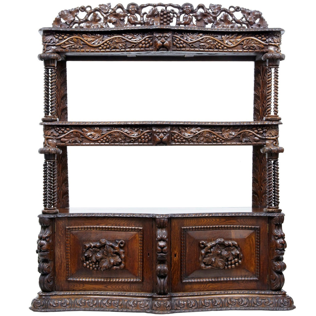 19th Century Profusely Carved Victorian Oak Buffet