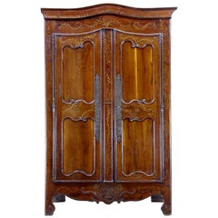 Antique Early 18th Century French Yew Wood and Chestnut Armoire