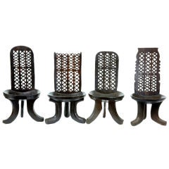 Antique Set Of 4 Ethiopian Matched Chairs Circa 1900