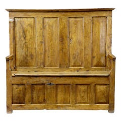 Antique  French Oak Gothic Box Settle