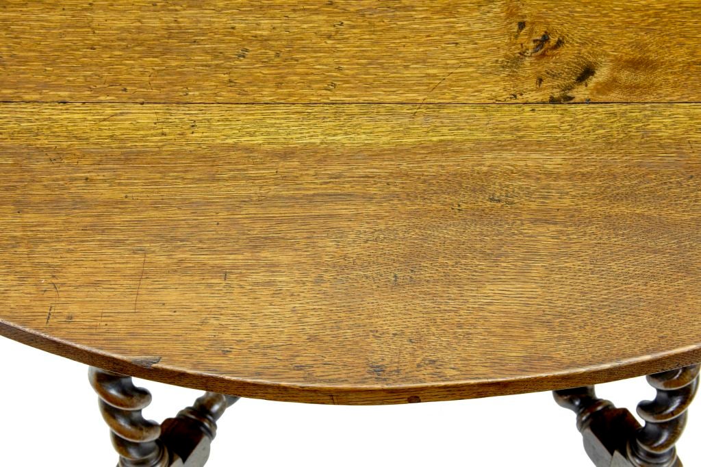 English 19th Century Barley Twist Oak Gate Leg Table Seats 8
