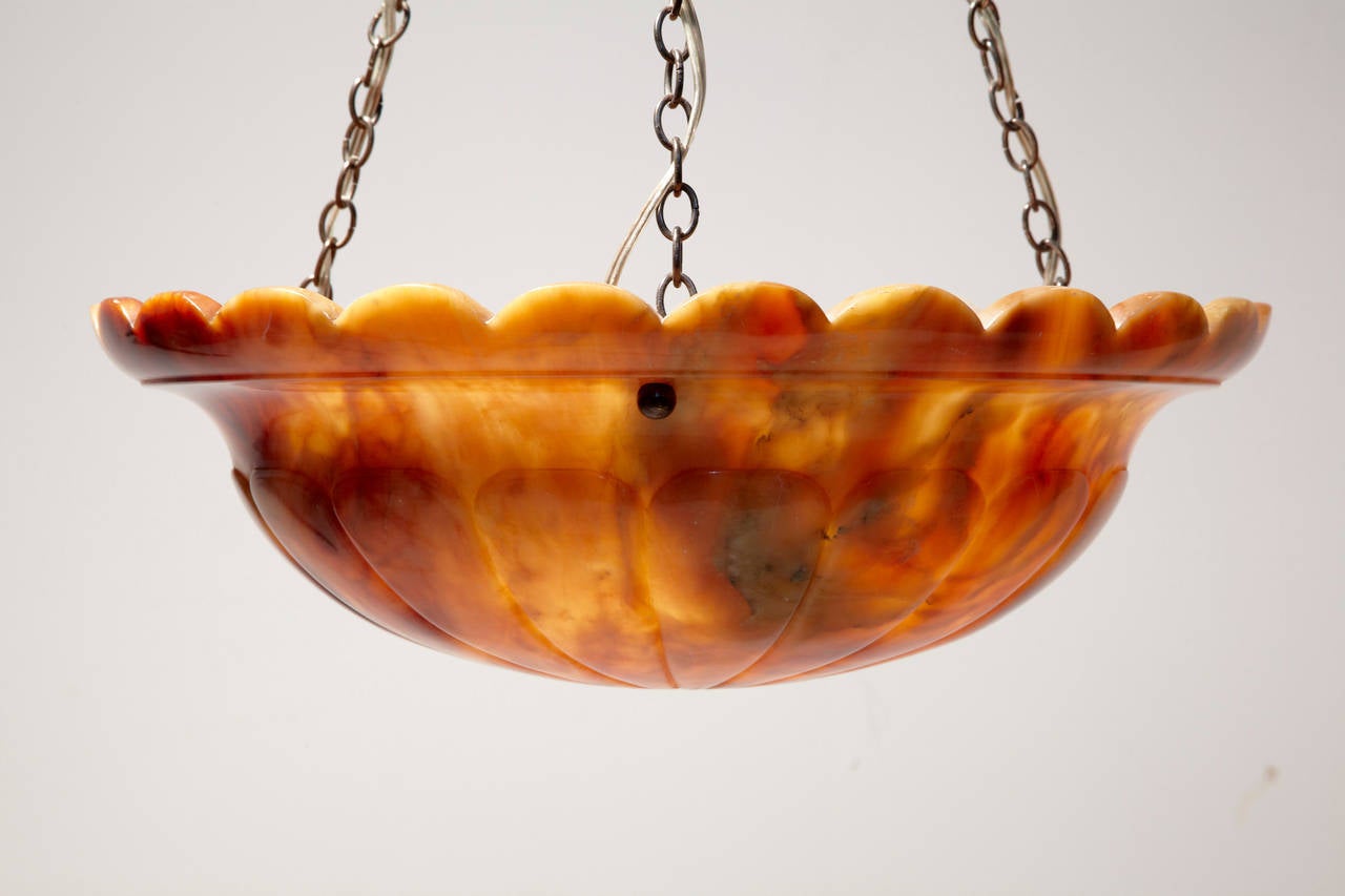 1920's Art Deco Alabaster Hanging Wall Light