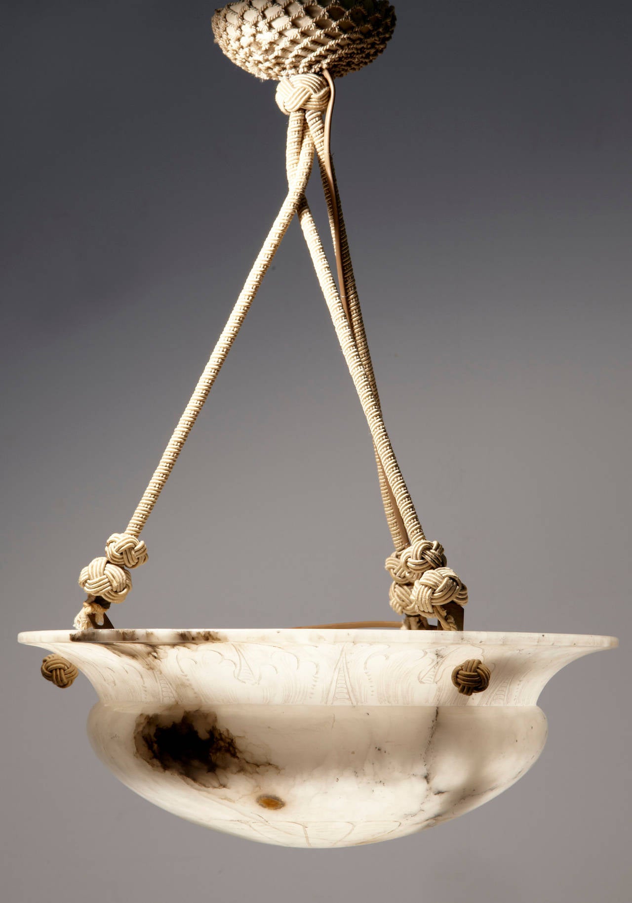 1920's Art Deco Alabaster Hanging Ceiling Light