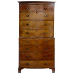 19th Century Antique Bow Front Chest On Chest