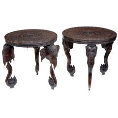 PAIR OF ANTIQUE ANGLO INDIAN ELEPHANT TABLES