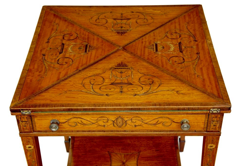 19th Century Antique Satinwood Envelope Card Table 1