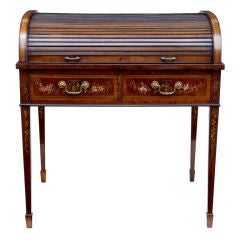 19th Century Antique Decorated Cylinder Roll Desk
