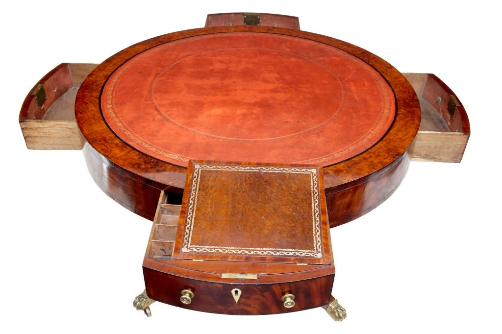 19th Century Regency Antique Mahogany Drum Table In Excellent Condition In Debenham, Suffolk