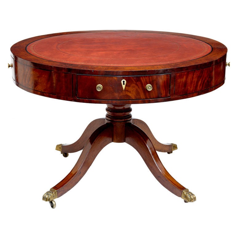 19th Century Regency Antique Mahogany Drum Table