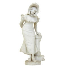 19th Century Antique Carved Marble Lady Circa 1860