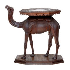 Antique Carved Octagonal Low Table Resting On A Camel