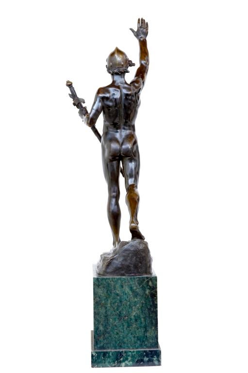 German Antique Bronze Warrior By F Lugerth Circa 1900