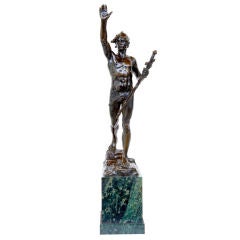 Antique Bronze Warrior By F Lugerth Circa 1900