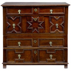 17th Century Antique Oak Moulded Front Chest Of Drawers