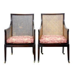 Pair Of Victorian Antique Bergere Chairs Circa 1895
