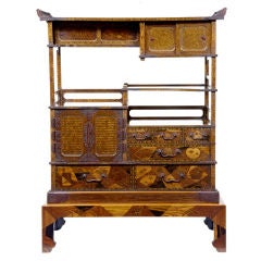 Japanese Cabinet Inlaid With Parquetry Veneer