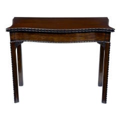 19th Century Antique Serpentine Mahogany Card Table