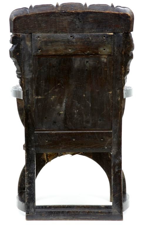 Victorian Antique Oak Wainscot Heavily Carved Chair In Excellent Condition In Debenham, Suffolk