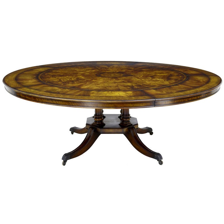 Large Walnut Jupe Table With 5 Leaves Seats 10