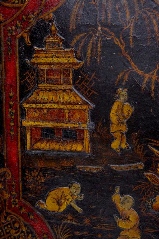 19th Century Leather Four Fold Chinese Screen