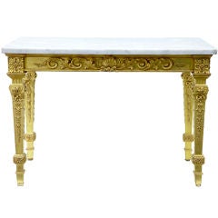 18th Century Irish Antique Carved Wood Gilt Console Table
