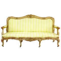 19th Century Antique French Carved Wood And Gilt Sofa