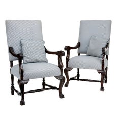 Pair of 19th Century Antique French Mahogany Armchairs