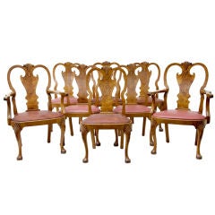 Antique Queen Anne Influenced Circa 1900 Set Of 8 Walnut Chairs 6 2