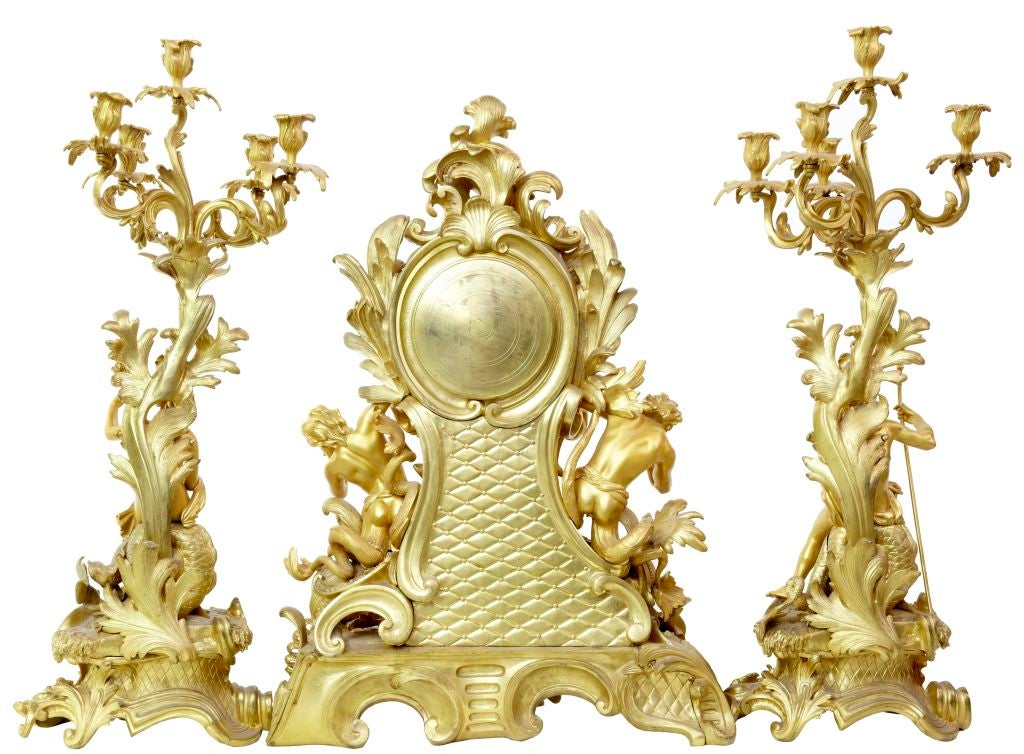 19th Century Important Antique French Ormolu Clock Garniture