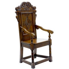 19th Century Antique Carved Oak Wainscot Armchair