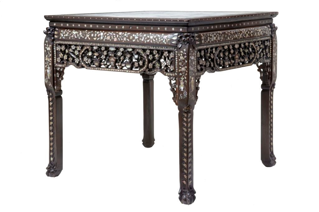 19th Century Antique Chinese Mother Of Pearl Center Table 1