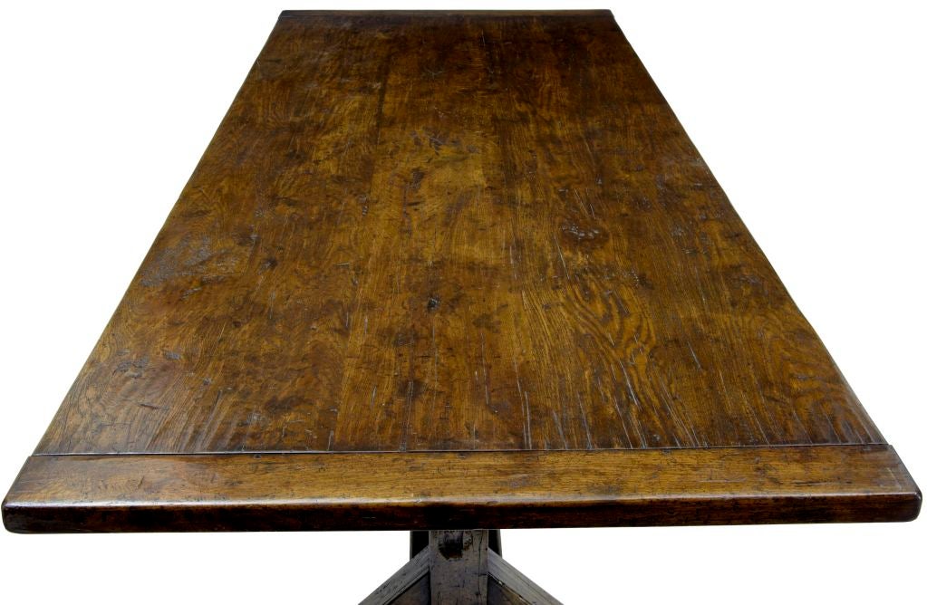 Large English Made Oak Trestle Refectory Table 1