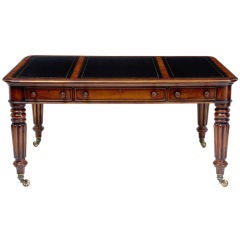 Mahogany 6 Drawer Writing Table Leather Top