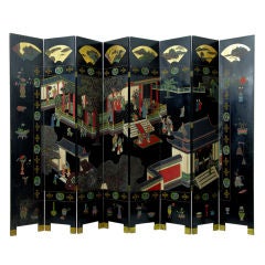 1920's Chinese Lacquer 8 Fold Screen