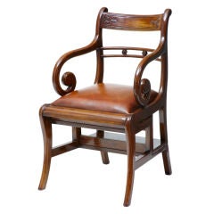 Mahogany Metmorphic Library Chair Leather Steps