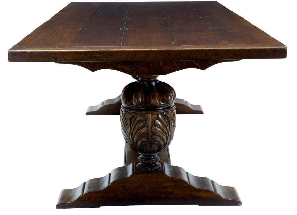 English Large Baluster Leg Oak Refectory Table