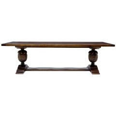English Large Baluster Leg Oak Refectory Table