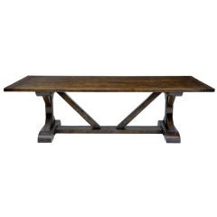 Vintage Large English Oak Trestle Refectory Table
