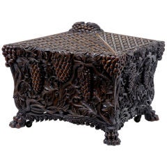 19th Century Antique Heavily Carved Walnut Wine Cooler