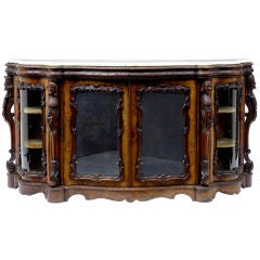 19th Century High Victorian Serpentine Carved Walnut Credenza